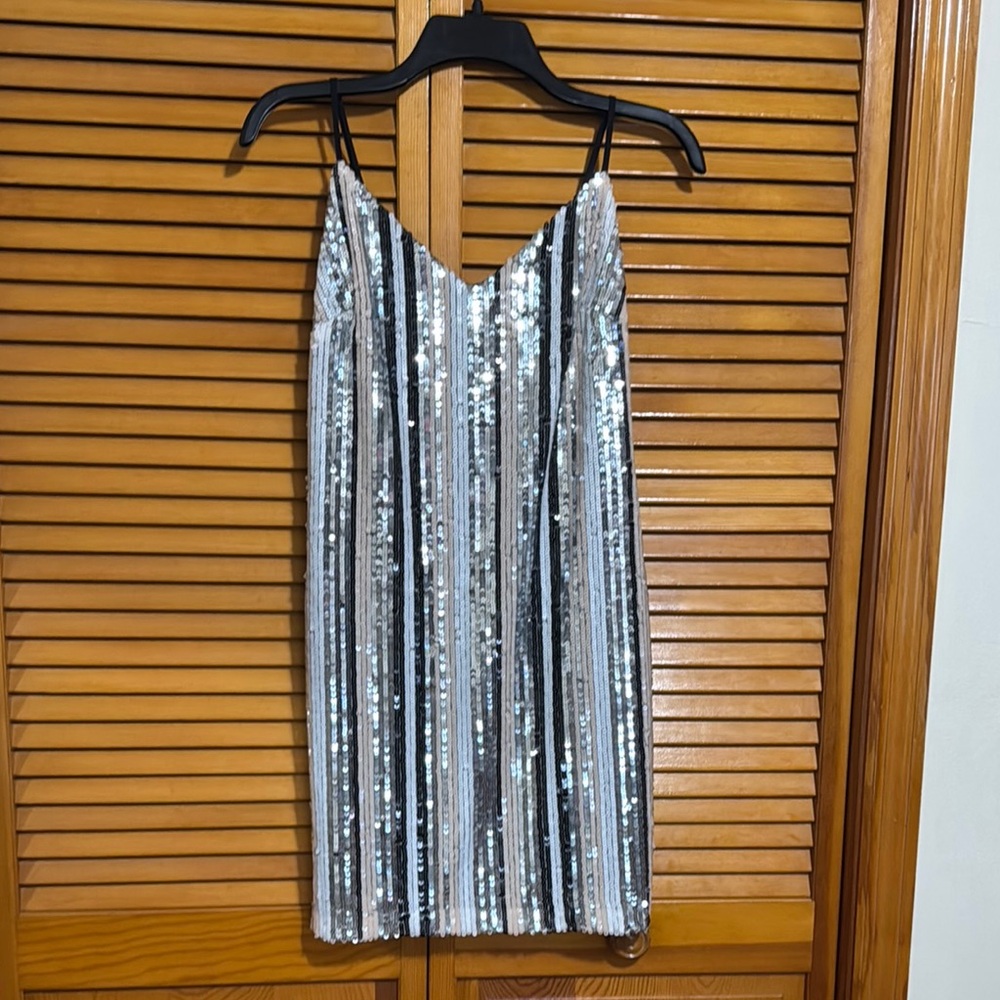 Silver and Black Sequin Dress
